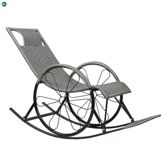 Hintaszék, rattan/fém, szürke, ROKIN