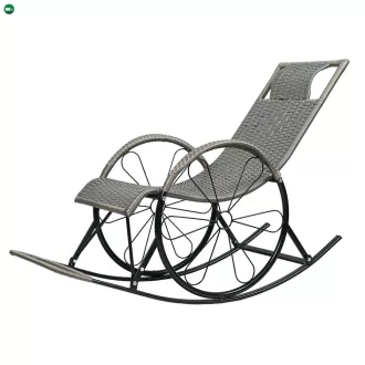 Hintaszék, rattan/fém, szürke, ROKIN