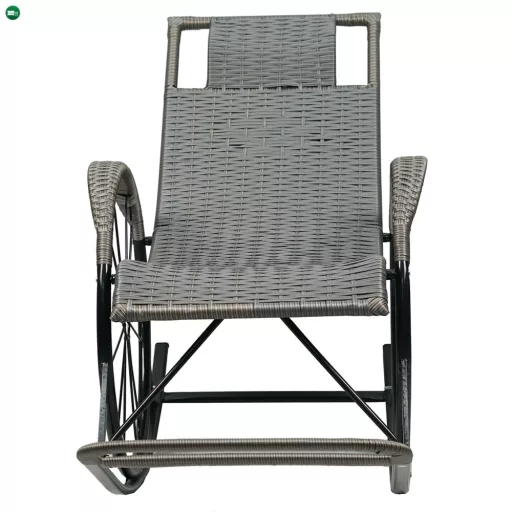 Hintaszék, rattan/fém, szürke, ROKIN