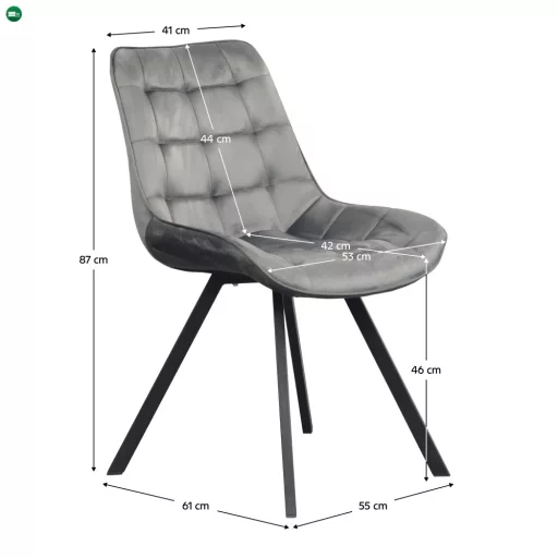 Étkezőszék, sötétszürke Velvet szövet/fekete, SAMIRA
