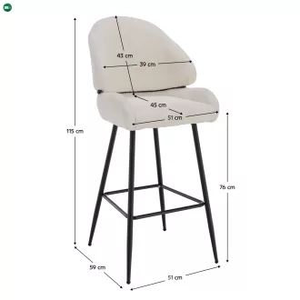 Bárszék, fehér/fekete, SANAKO TYP 2