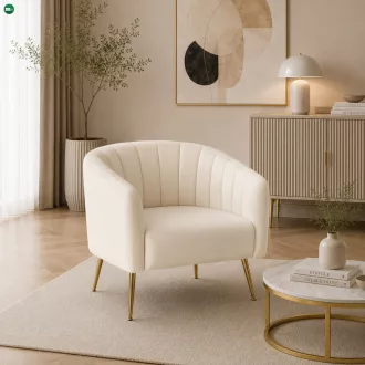 Design fotel, bézs Velvet szövet/gold króm-arany, BAGY