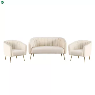 Design fotel, bézs Velvet szövet/gold króm-arany, BAGY