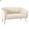 Design kétszemélyes kanapé, bézs Velvet szövet/gold króm-arany, BAGY