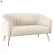 Design kétszemélyes kanapé, bézs Velvet szövet/gold króm-arany, BAGY
