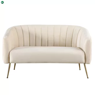   Design kétszemélyes kanapé, bézs Velvet szövet/gold króm-arany, BAGY