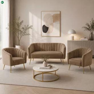 Design fotel, barna Velvet szövet/gold króm-arany, BAGY