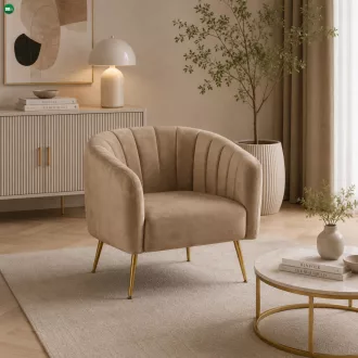 Design fotel, barna Velvet szövet/gold króm-arany, BAGY