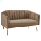 Design kétszemélyes kanapé, barna Velvet szövet/gold króm-arany, BAGY