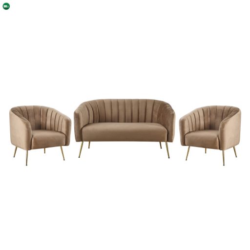 Design kétszemélyes kanapé, barna Velvet szövet/gold króm-arany, BAGY