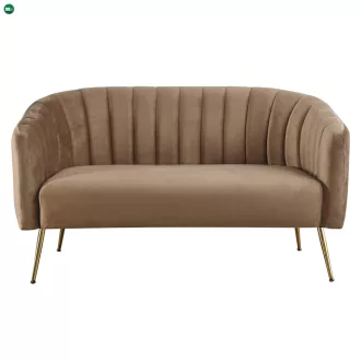   Design kétszemélyes kanapé, barna Velvet szövet/gold króm-arany, BAGY