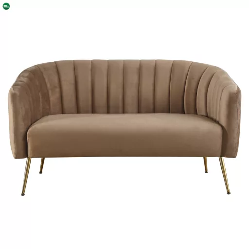 Design kétszemélyes kanapé, barna Velvet szövet/gold króm-arany, BAGY