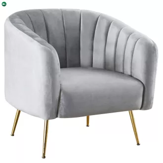 Design fotel, szürke Velvet szövet/gold króm-arany, BAGY