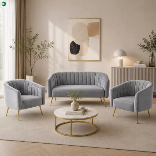 Design fotel, szürke Velvet szövet/gold króm-arany, BAGY
