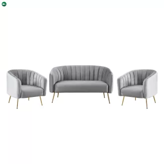 Design fotel, szürke Velvet szövet/gold króm-arany, BAGY