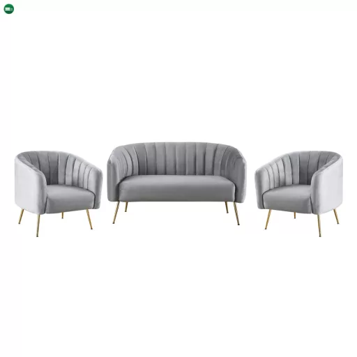 Design fotel, szürke Velvet szövet/gold króm-arany, BAGY