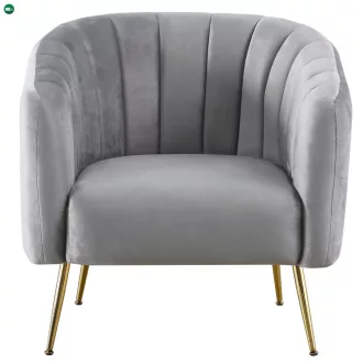Design fotel, szürke Velvet szövet/gold króm-arany, BAGY