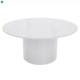   Dohányzóasztal, fehér márvány/MDF, átmérő 80 cm, MAHIR TYP 1