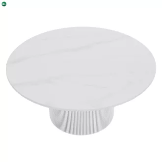   Dohányzóasztal, fehér márvány/MDF, átmérő 80 cm, MAHIR TYP 1