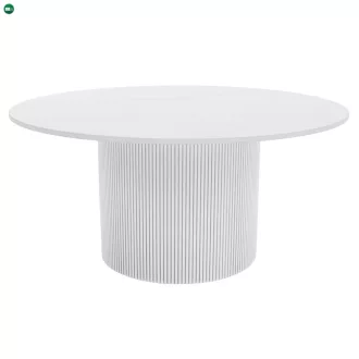   Dohányzóasztal, fehér márvány/MDF, átmérő 80 cm, MAHIR TYP 1