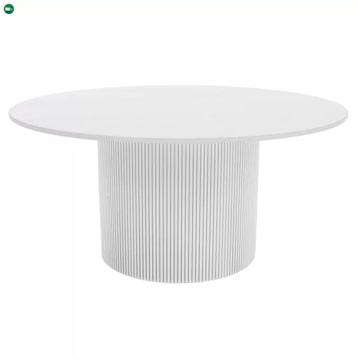 Dohányzóasztal, fehér márvány/MDF, átmérő 80 cm, MAHIR TYP 1