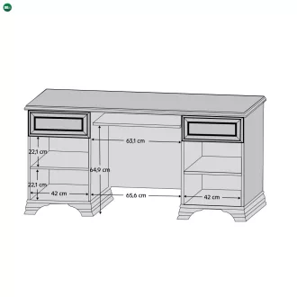 PC-asztal, alpesi fehér, KENTAK BIU2D2S
