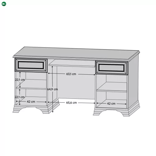 PC-asztal, alpesi fehér, KENTAK BIU2D2S