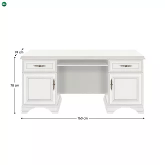 PC-asztal, alpesi fehér, KENTAK BIU2D2S