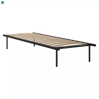 Önálló ágyrács, 90x200, fekete, fém/nyírfa, KENTAK