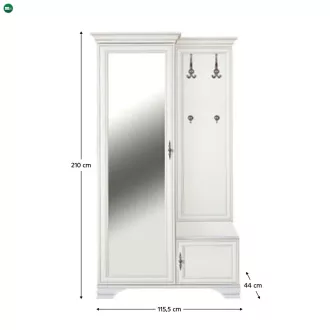 Előszobai szett, alpesi fehér, balos, KENTAK PPK110L
