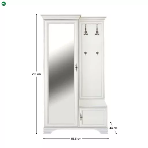 Előszobai szett, alpesi fehér, balos, KENTAK PPK110L