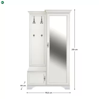 Előszobai szett, alpesi fehér, jobbos, KENTAK PPK110P