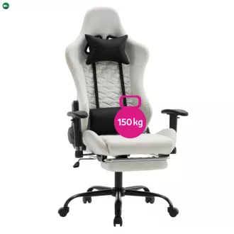   Irodai/gamer szék, fehér/fekete, teherbírás 150 kg, PAPIBAS