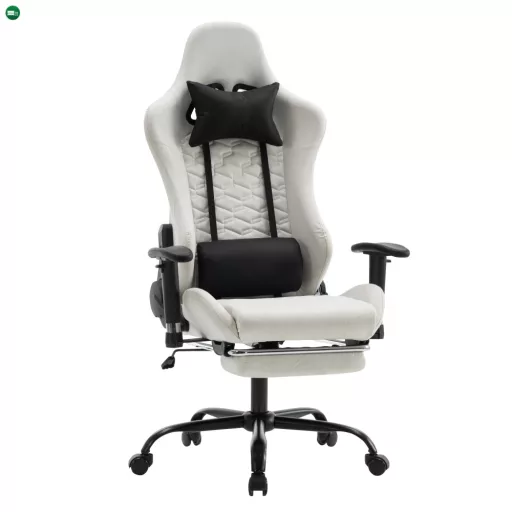 Irodai/gamer szék, fehér/fekete, teherbírás 150 kg, PAPIBAS