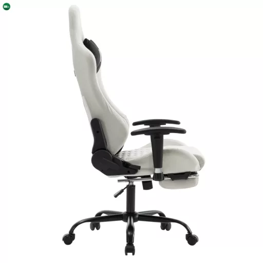 Irodai/gamer szék, fehér/fekete, teherbírás 150 kg, PAPIBAS