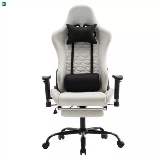 Irodai/gamer szék, fehér/fekete, teherbírás 150 kg, PAPIBAS