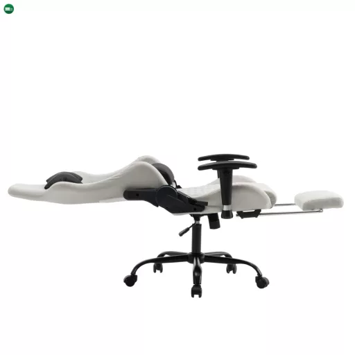 Irodai/gamer szék, fehér/fekete, teherbírás 150 kg, PAPIBAS