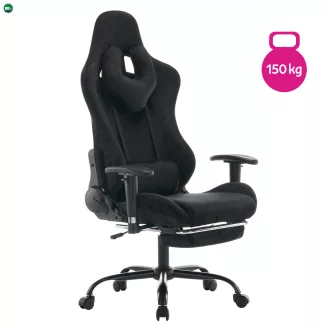   Irodai/gamer szék, fekete Velvet szövet, teherbírás 150 kg, SALOP