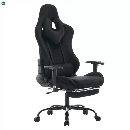 Irodai/gamer szék, fekete Velvet szövet, teherbírás 150 kg, SALOP