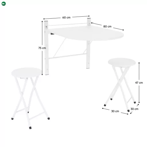 Étkezőgarnitúra 1+2, fehér, AMADEO NEW