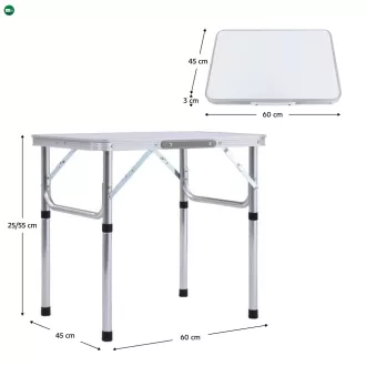   Összecsukható kempingasztal, 60 cm, alumínium/MDF, KEPI TYP 2