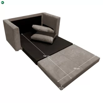Kihúzható kanapé, szürkésbarna Taupe, BEJA