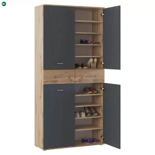 Cipősszekrény/állvány, grafit/wotan tölgy, VILOT