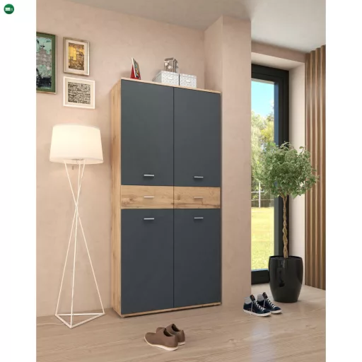 Cipősszekrény/állvány, grafit/wotan tölgy, VILOT