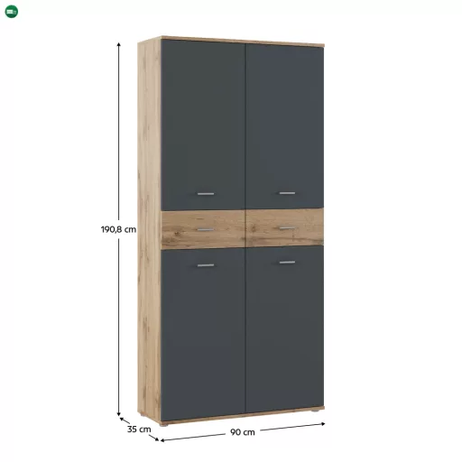 Cipősszekrény/állvány, grafit/wotan tölgy, VILOT