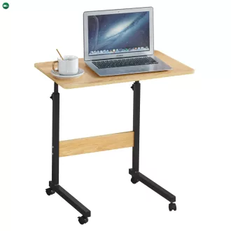 Állítható PC asztal kerekekkel, tölgy/fekete, JUSTUS