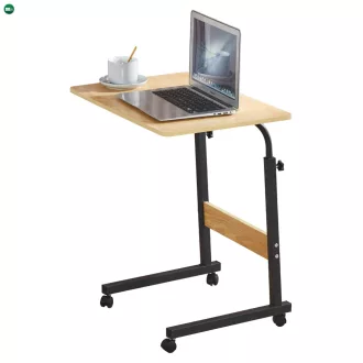 Állítható PC asztal kerekekkel, tölgy/fekete, JUSTUS