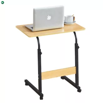 Állítható PC asztal kerekekkel, tölgy/fekete, JUSTUS
