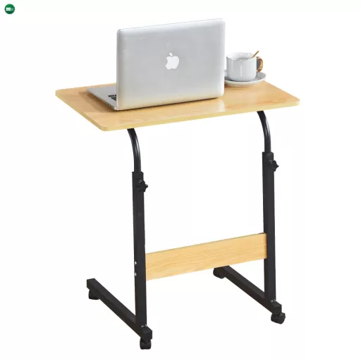 Állítható PC asztal kerekekkel, tölgy/fekete, JUSTUS