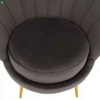   Art-deco stílusú fotel, szürkésbarna Velvet szövet/gold arany króm, NOBLEO